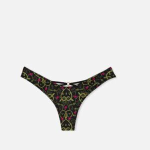 Victoria's Secret Strappy Back Charm High Leg Thong Panty Black Size XL New